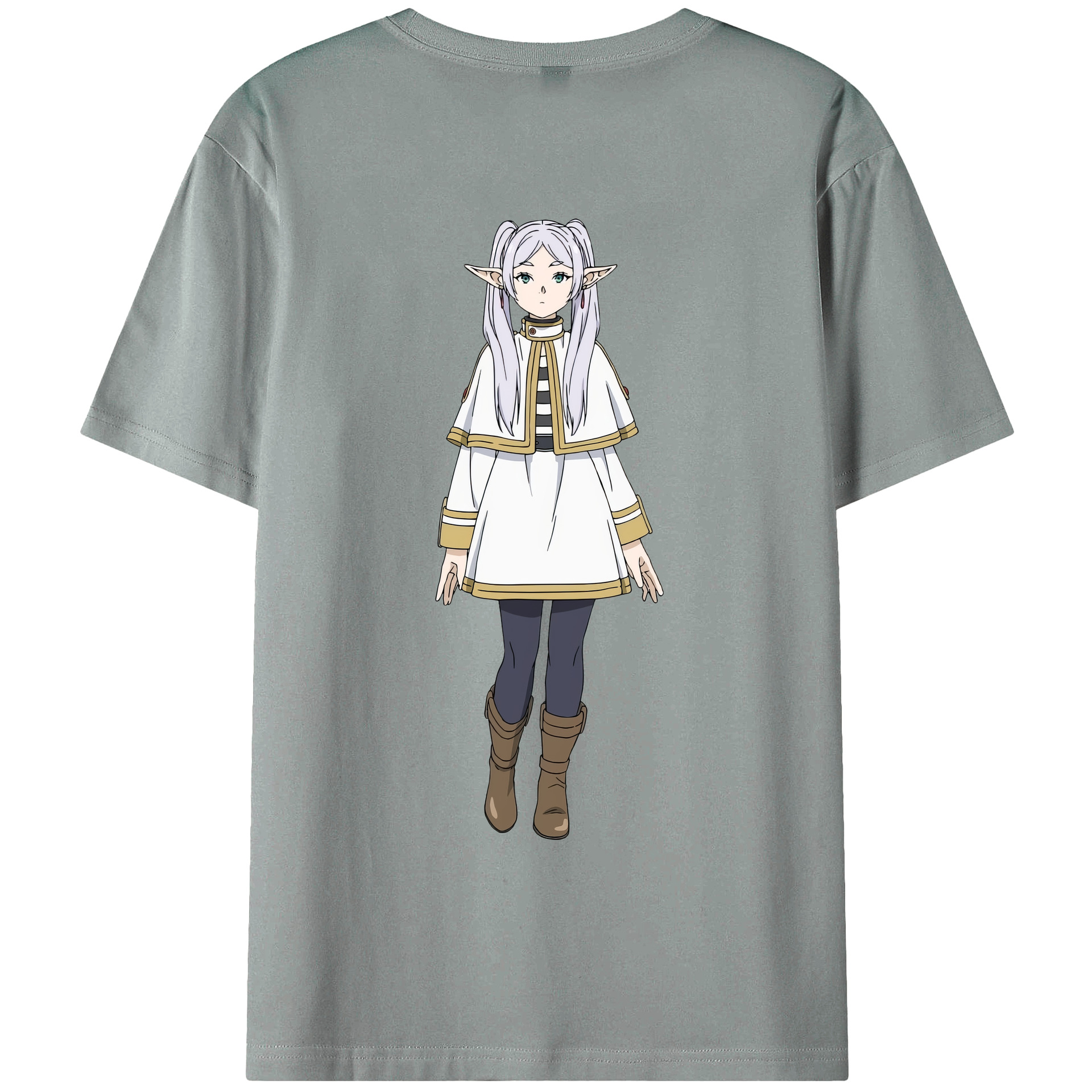 （画像用） 葬送のフリーレン Frieren 綿100％ メンズ半袖Tシャツ（バックプリント） 通気性